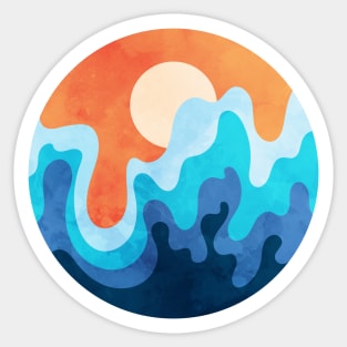 Pleasant Sky and Ocean Waves Art Sticker